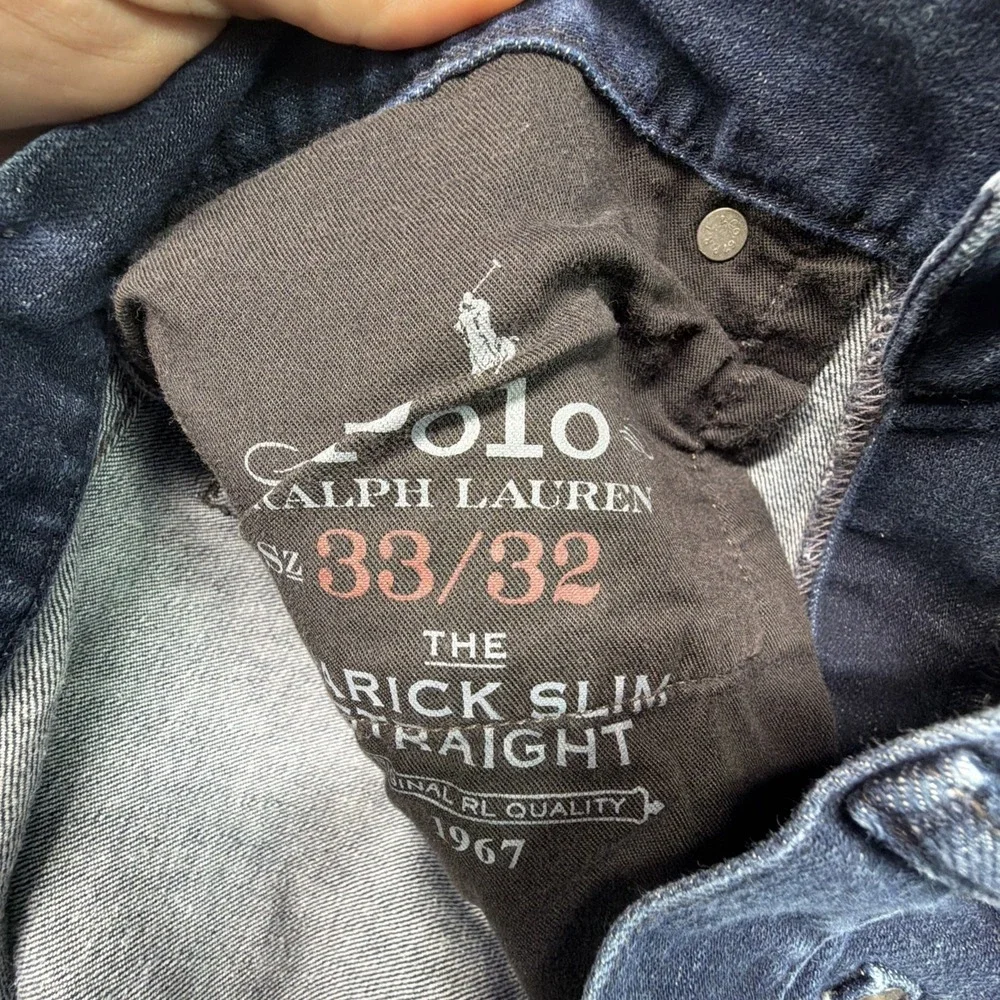 Polo Ralph Lauren Jeans Mens 33x32 (Fits 32x29) Blue The Varick Slim Straight